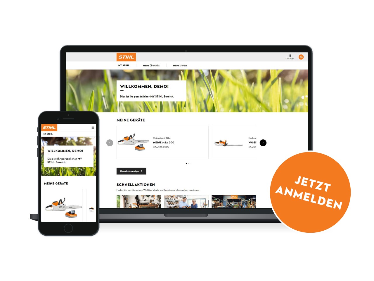 Bild eines Laptops welches das Kundenportal MY STIHL zeigt