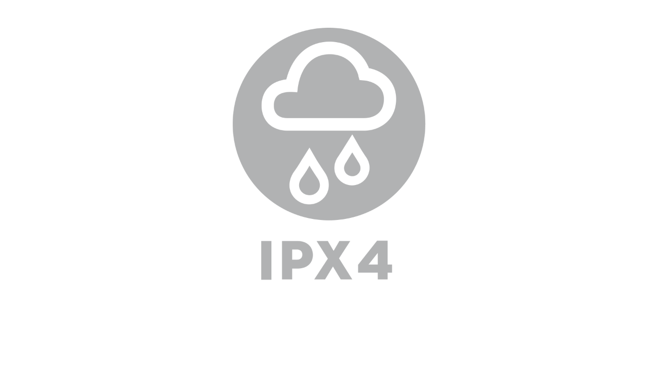 Icono con una nube de lluvia debajo de la cual aparece «IPX4»